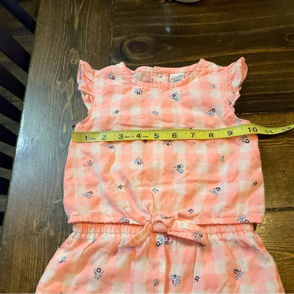 Carter's Pink and White Jumpsuit with Ruffled Sleeves